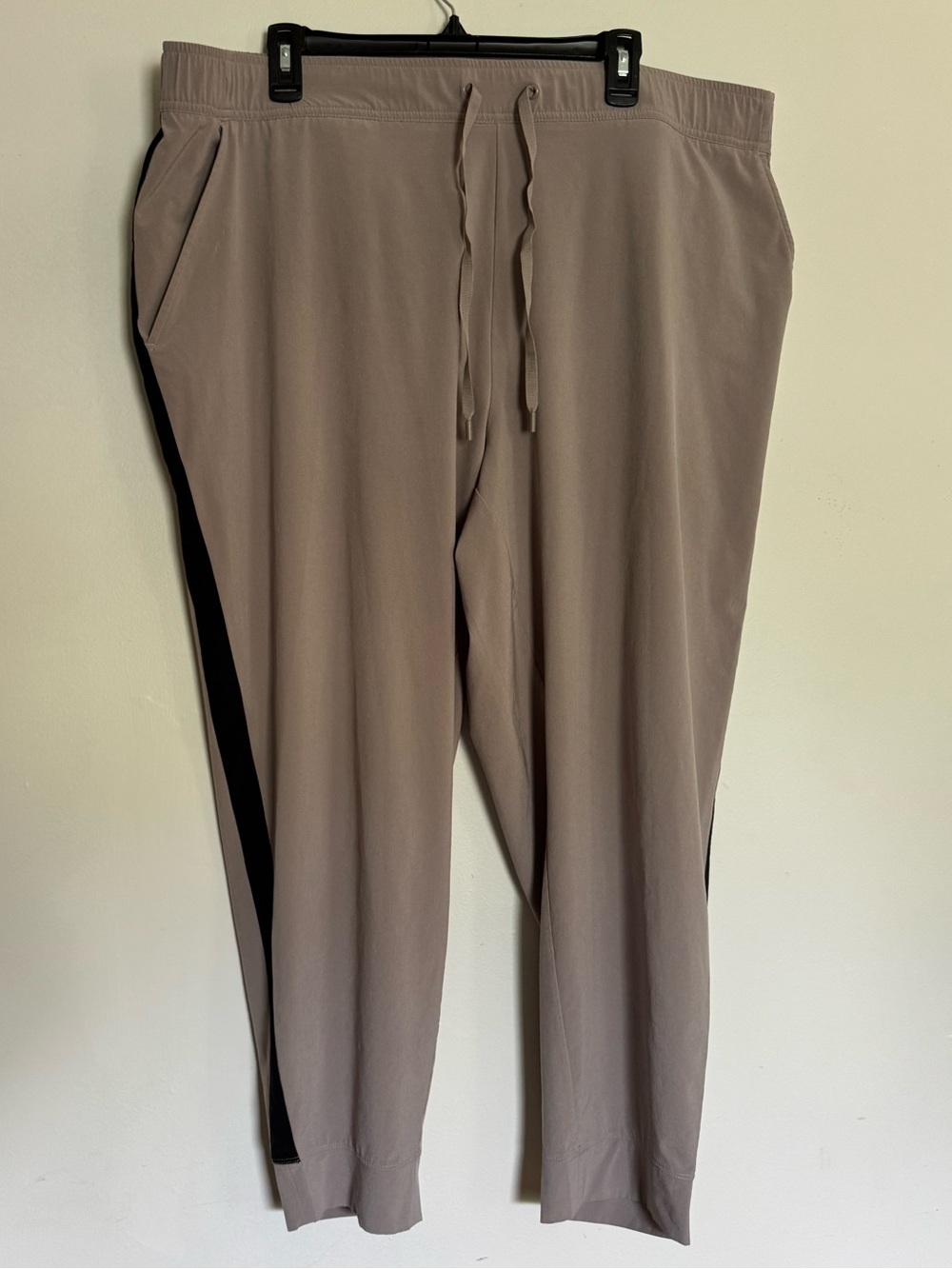 Eddie Bauer Taupe Jogger Pants with Black Side Stripe